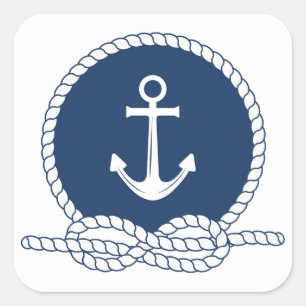 Stylischer Anker und Seil Quadratischer Aufkleber
