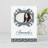 Stylischer Aqua Frame 16 . Geburtstag Einladung (Stehend Vorderseite)