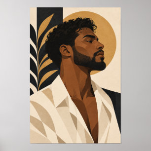 Stylischer bärtiger Mann, moderne Porträtwandkunst Poster