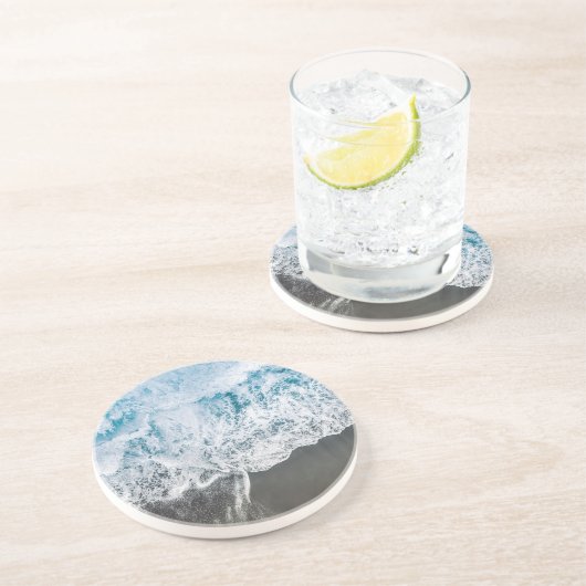 Stylischer Beach Vibes Abstrakt Sandstone Unterset Getränkeuntersetzer (Seite)
