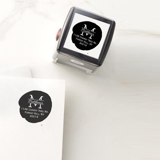 Stylischer, benutzerdefinierter Monogramm-Tintento Permastempel