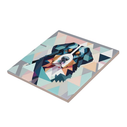 Stylischer Berner-Berg in mehrfarbiger geometrisch Fliese (Seite)