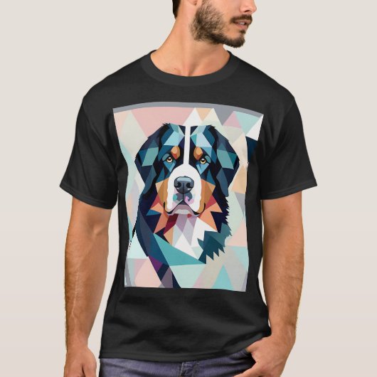 Stylischer Berner-Berg in mehrfarbiger geometrisch T-Shirt (Vorderseite)