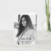 Stylischer Black Script Foto Abschluss Dankeskarte (Vorderseite)