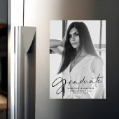 Stylischer Black Script Foto Abschluss Magneteinladung