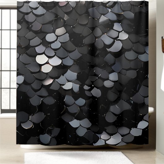 Stylischer Black Sequin Duschvorhang