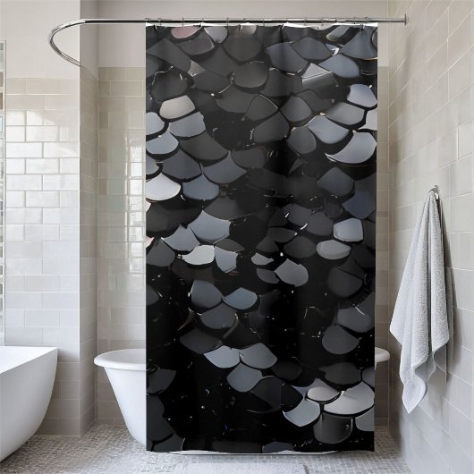 Stylischer Black Sequin Duschvorhang