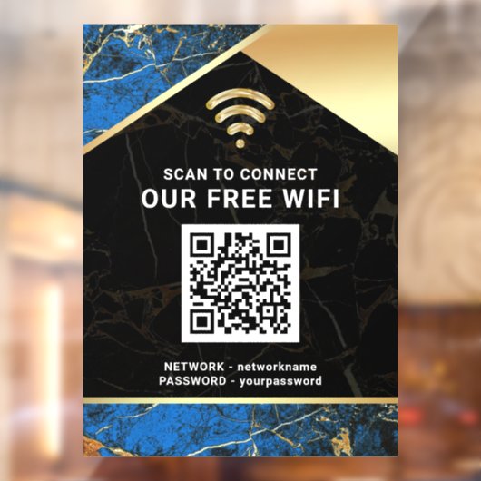 Stylischer blauer QR-Code Wifi-Netzwerk-Passwort Fensteraufkleber (Blatt 2)