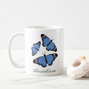 Stylischer Blue Butterfly Illustration Individuell Kaffeetasse
