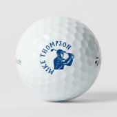 Stylischer Blue Golf Player mit Name Golfball (Vorderseite)