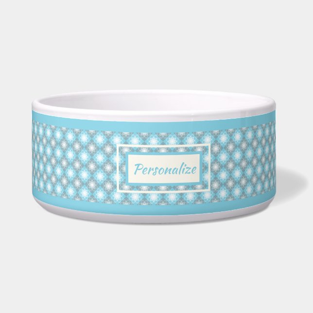 Stylischer Blue Gray Diamond Pattern Cat Dog Napf (Vorderseite)