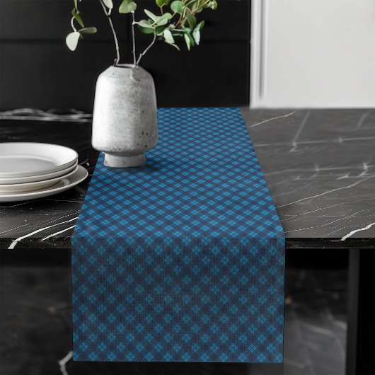 Stylischer Blue Karo Table Runner für Interiors Großer Tischläufer