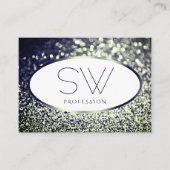 Stylischer Blue Silver Sparkle Glitzer White Monog Visitenkarte (Vorderseite)