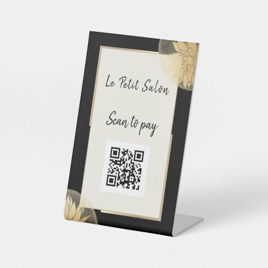 Stylischer Business QR Code Black Gold Scan zu bez Sockelschild (Vorderseite)