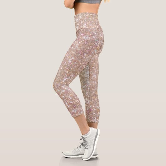 Stylischer Champagne Girly Glitzer Capri Leggings (Links)
