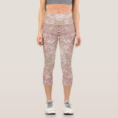 Stylischer Champagne Girly Glitzer Capri Leggings (Vorderseite)