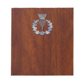 Stylischer Chrome und Mahogany Wood Scottish Thist Notizblock (Vorderseite)