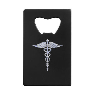 Stylischer Chrome wie Caduceus Medical Symbol Geldkarten Flaschenöffner