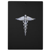 Stylischer Chrome wie Caduceus Medical Symbol Klemmbrett (Rückseite)