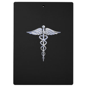 Stylischer Chrome wie Caduceus Medical Symbol Klemmbrett