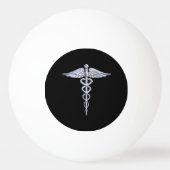 Stylischer Chrome wie Caduceus Medical Symbol Tischtennisball (Rückseite)