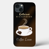 Stylischer Coffee Lover Steaming Cup und Bohnen ha Case-Mate iPhone Hülle (Rückseite)
