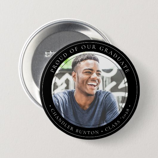 Stylischer Custom Graduate Foto Abschluss Button (Vorne & Hinten)