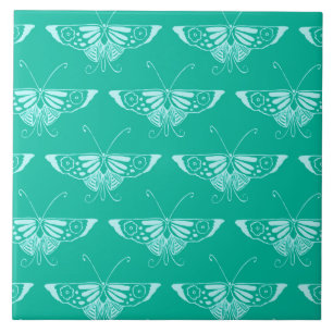 Stylischer Deko-Schmetterling - Türkis und Aqua Fliese
