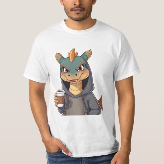 Stylischer Drache für Kaffeeliebhaber!  T-Shirt (Vorderseite)