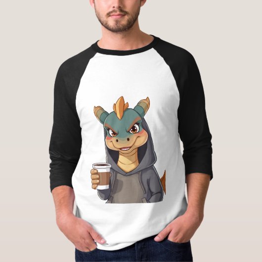 Stylischer Drache für Kaffeeliebhaber! T-Shirt (Vorderseite)