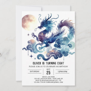 Stylischer Dragon Birthday Printable Einladung