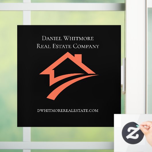 Stylischer einzigartiger schwarzer Immobilienmakle Fensteraufkleber (Zuhause)