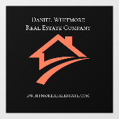 Stylischer einzigartiger schwarzer Immobilienmakle Fensteraufkleber (Blatt)