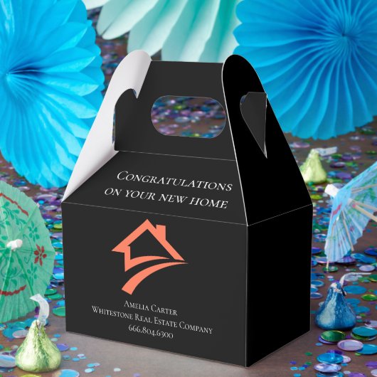 Stylischer einzigartiger schwarzer Immobilienmakle Geschenkschachtel (Party)