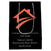 Stylischer einzigartiger schwarzer Immobilienmakle Mittlere Geschenktüte (Rückseite)