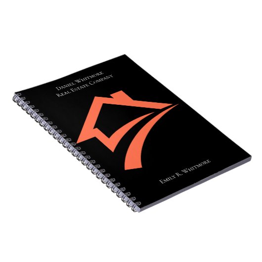 Stylischer einzigartiger schwarzer Immobilienmakle Notizblock (Rechte Seite)