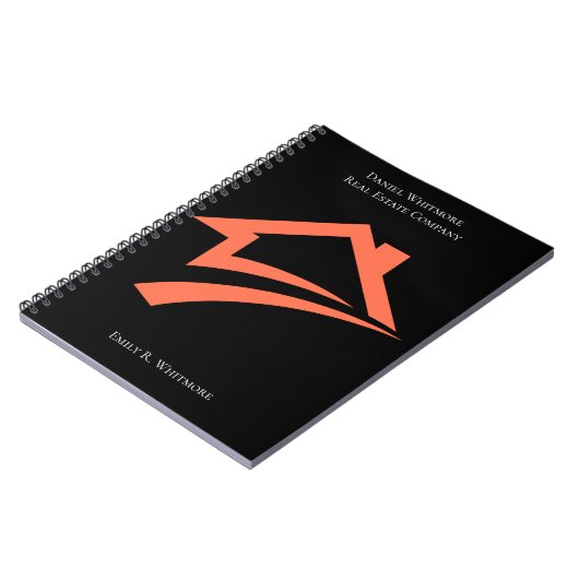 Stylischer einzigartiger schwarzer Immobilienmakle Notizblock (Linke Seite)