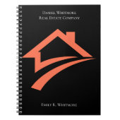 Stylischer einzigartiger schwarzer Immobilienmakle Notizblock (Vorderseite)