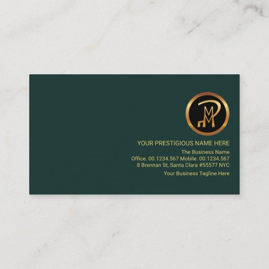 Stylischer Emerald Green Gold Line Security Guard Visitenkarte (Rückseite)