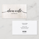 Stylischer Event-Planner aus weißem Marmor Visitenkarte (Vorne/Hinten)