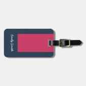 Stylischer Farbblock Dunkelblau & Dunkelrosa Gepäckanhänger (Vorderseite horizontal)