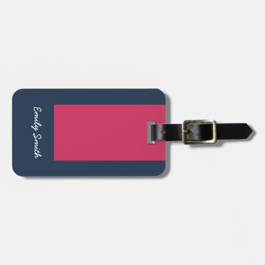 Stylischer Farbblock Dunkelblau & Dunkelrosa Gepäckanhänger (Vorderseite horizontal)