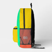 Stylischer Farbblock Orange-Gelb-Grün Bedruckter Rucksack (Rechts)