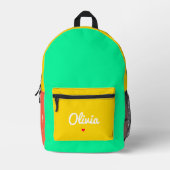 Stylischer Farbblock Orange-Gelb-Grün Bedruckter Rucksack (Vorderseite)