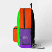 Stylischer Farbblock Orange Lila Neon Green Bedruckter Rucksack (Rechts)