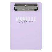 Stylischer, feiner Monogram Name Modern Lilac Lave Mini Klemmbrett (Vorderseite)
