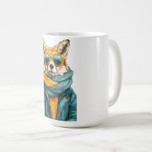 Stylischer Fuchs mit Sonnenbrille und Strickschal Kaffeetasse (VorderseiteRechts)