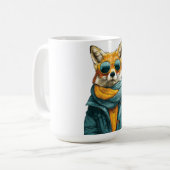 Stylischer Fuchs mit Sonnenbrille und Strickschal Kaffeetasse (Vorderseite Links)