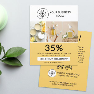 Stylischer gelber Marketing-Rabattcode Flyer