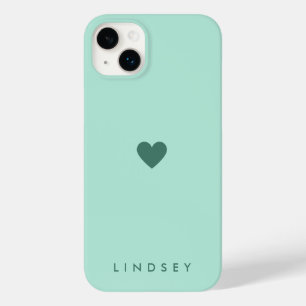 Stylischer, girly mintgrüner Herz- und Namenszug Case-Mate iPhone 14 Plus Hülle